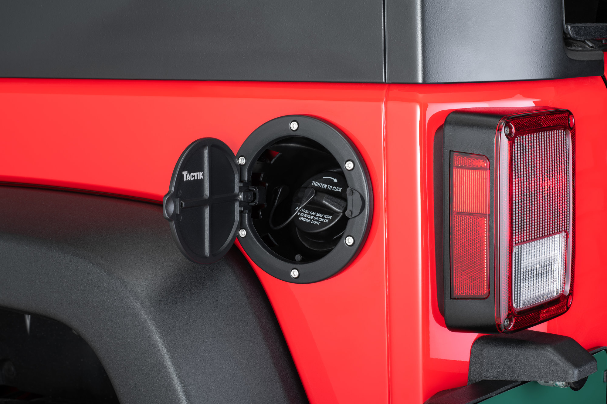 TACTIK Billet Aluminum Fuel Door for 07-18 Jeep Wrangler JK